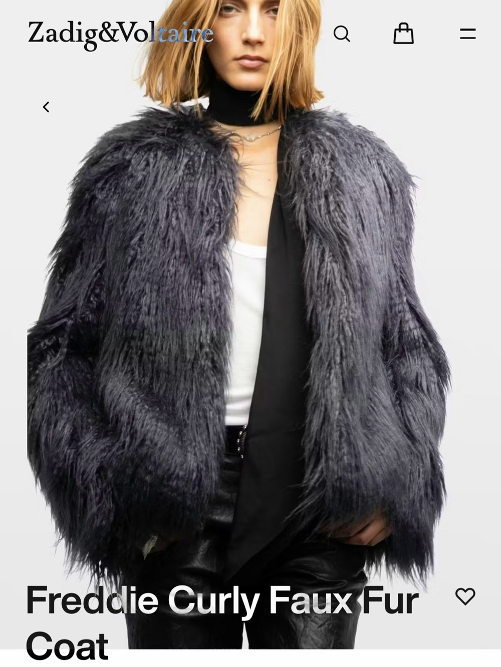 Zadig & Voltaire Freddie Curly Faux Fur Coat